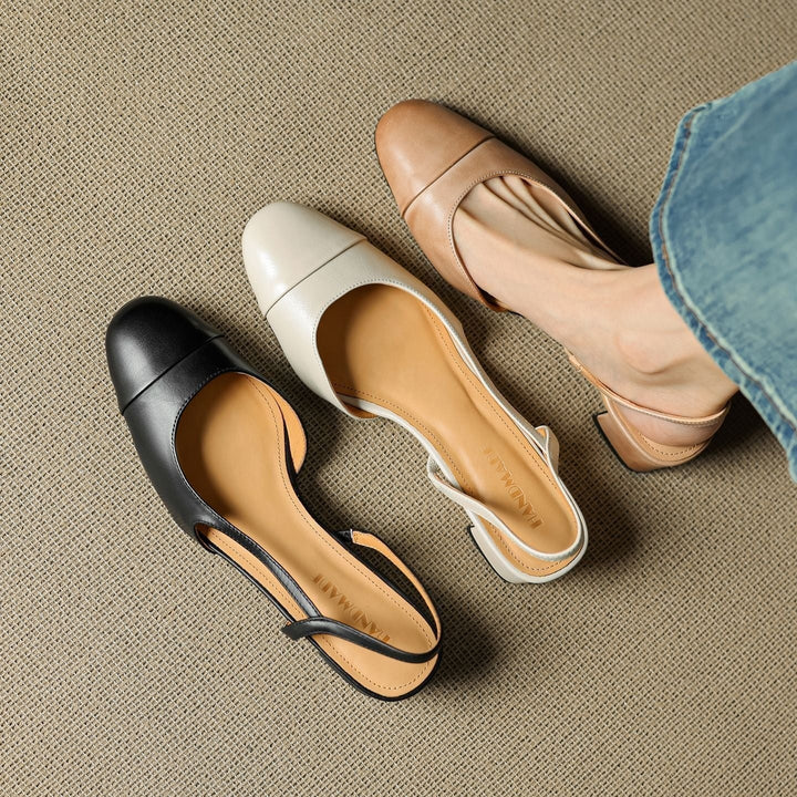 Fleur | Leren Pumps Dames Slingback Blokhak