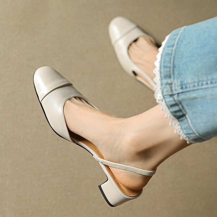 Fleur | Leren Pumps Dames Slingback Blokhak