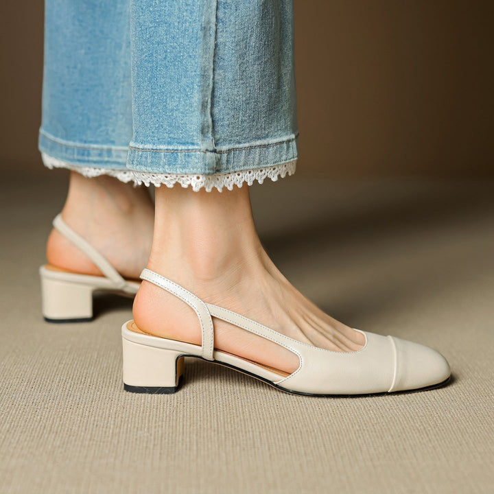 Fleur | Leren Pumps Dames Slingback Blokhak