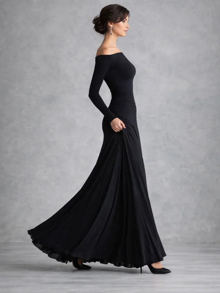Fleur | Maxi Jurk met Lange Mouwen Avondjurken Dames Bootneck