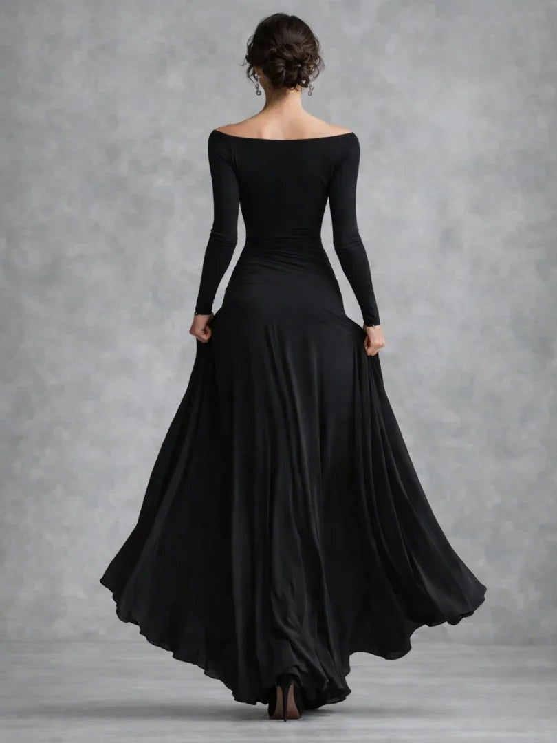 Fleur | Maxi Jurk met Lange Mouwen Avondjurken Dames Bootneck