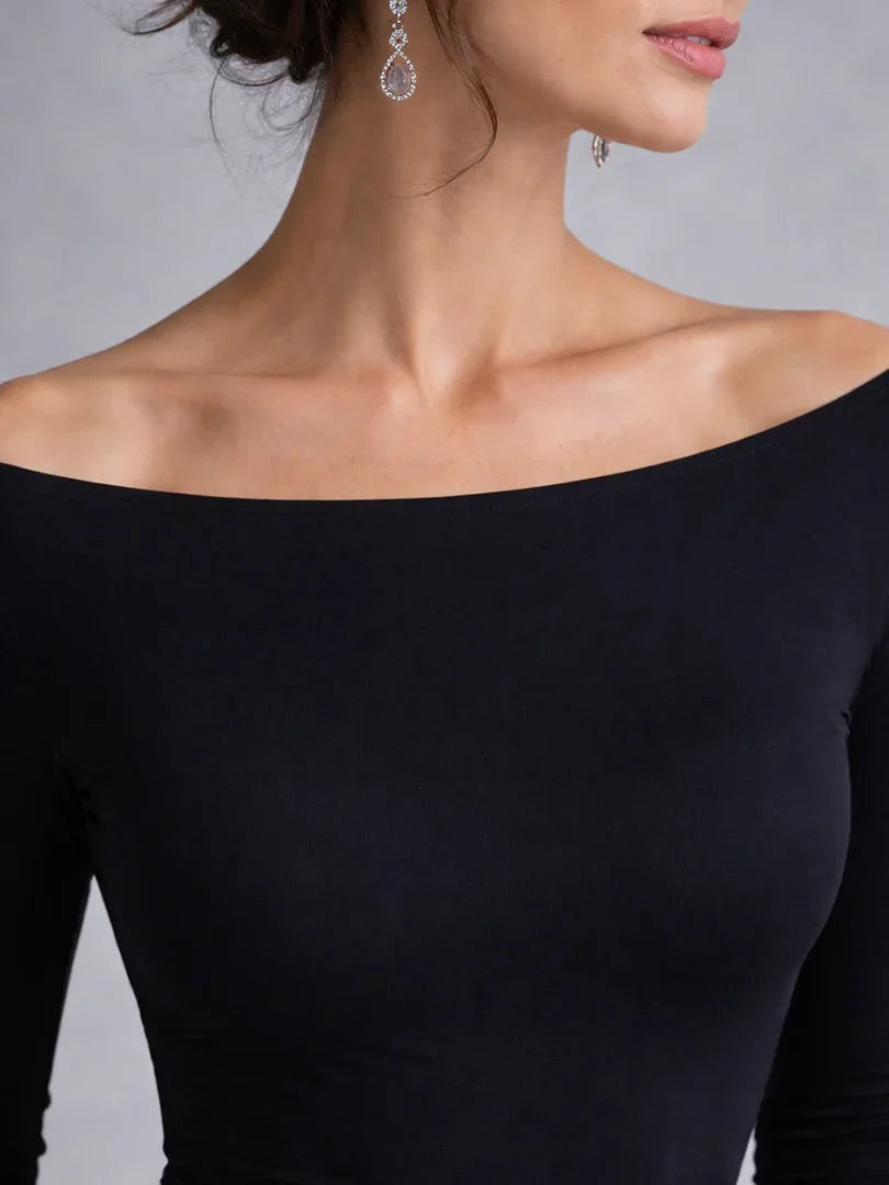 Fleur | Maxi Jurk met Lange Mouwen Avondjurken Dames Bootneck