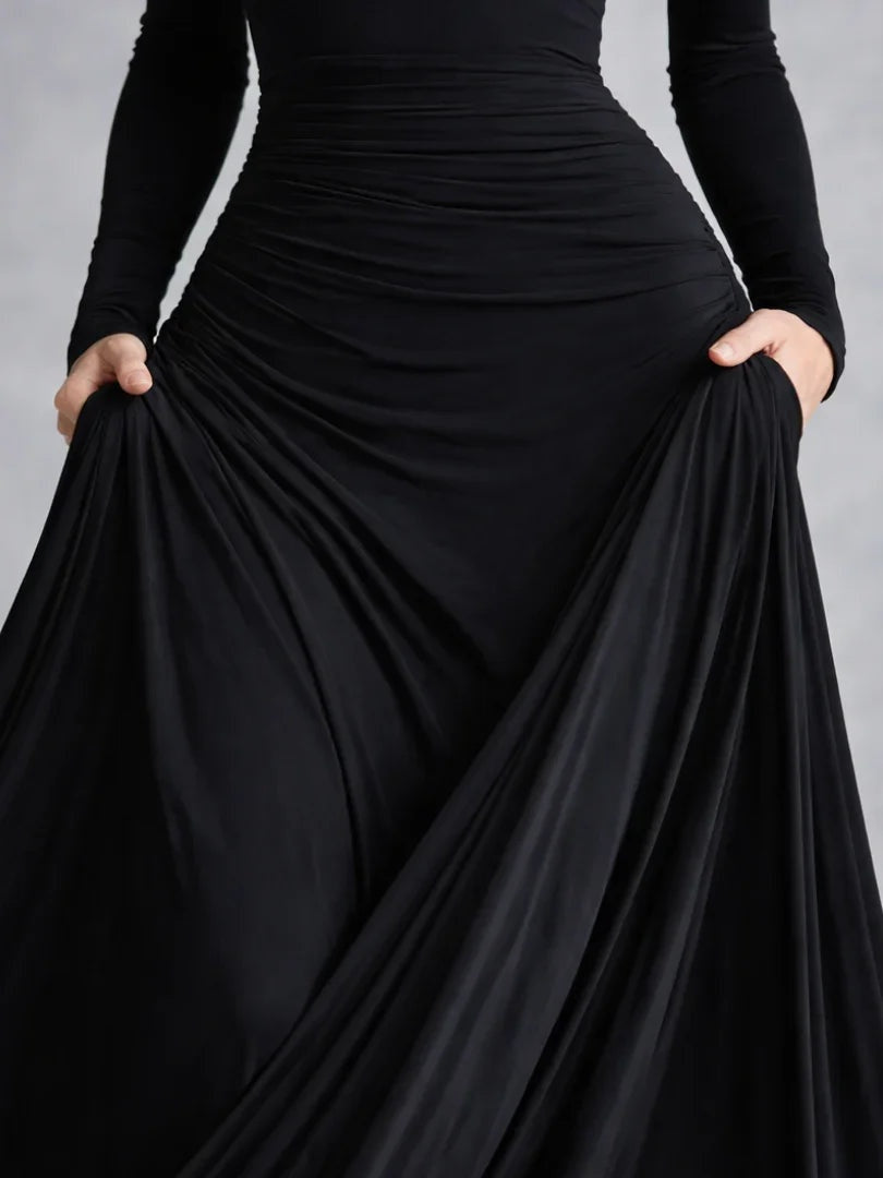Fleur | Maxi Jurk met Lange Mouwen Avondjurken Dames Bootneck