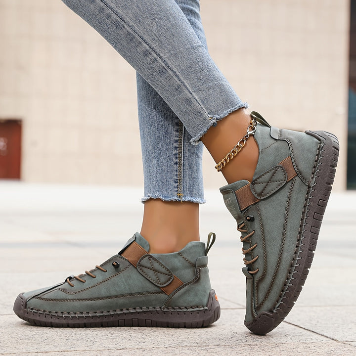 Fleur | Veterschoenen Dames Suède Platte Zool