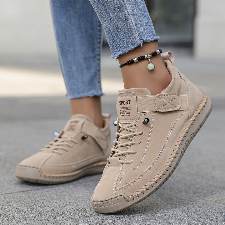 Fleur | Veterschoenen Dames Suède Platte Zool