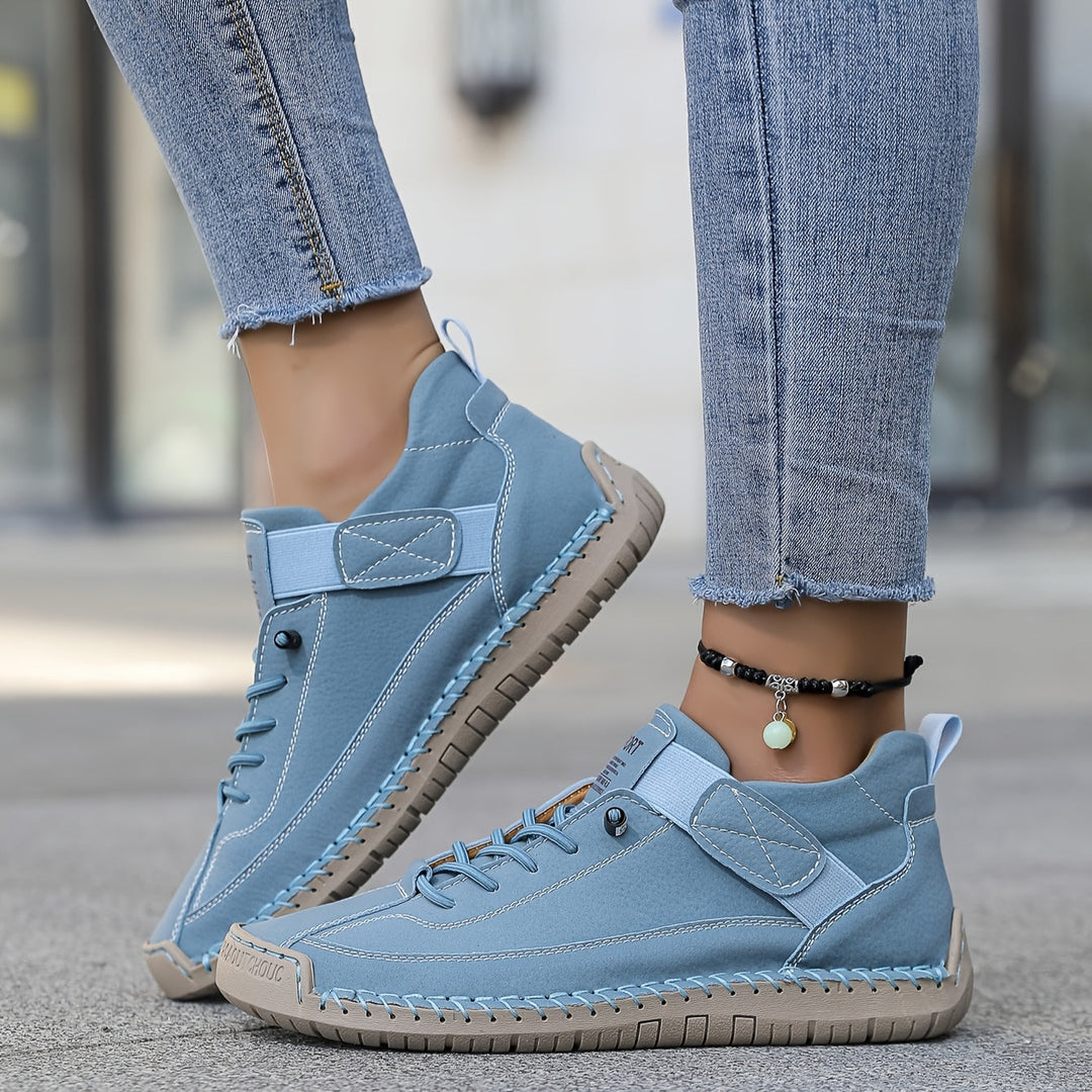 Fleur | Veterschoenen Dames Suède Platte Zool