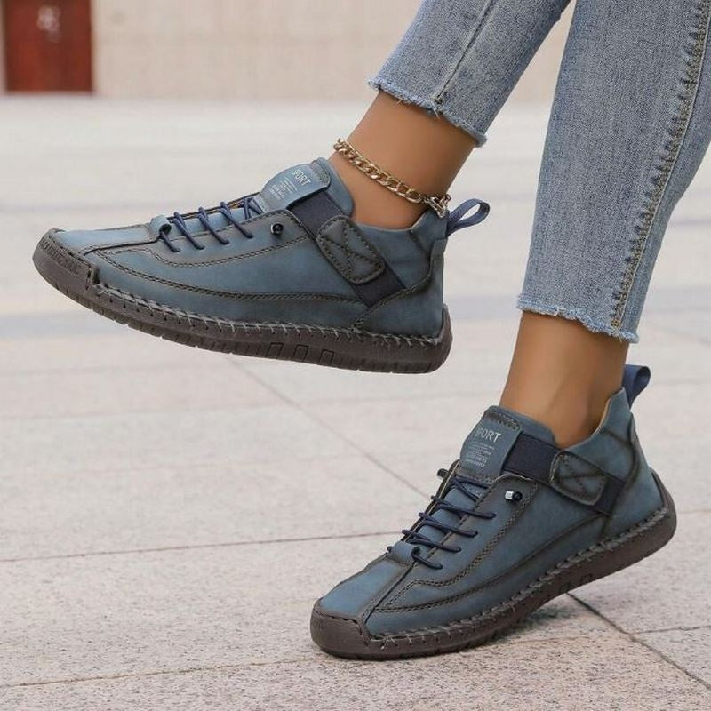 Fleur | Veterschoenen Dames Suède Platte Zool