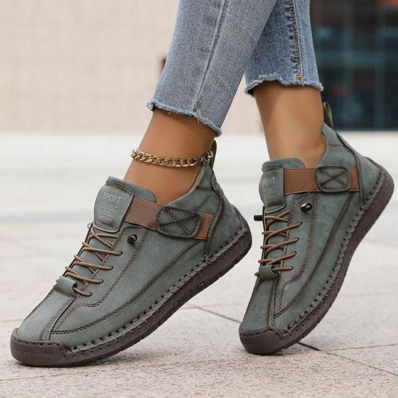 Fleur | Veterschoenen Dames Suède Platte Zool