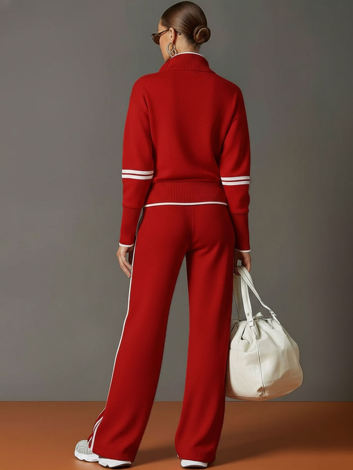 Floor | Joggingbroek Dames Wide Leg met Rits en Contrastbies