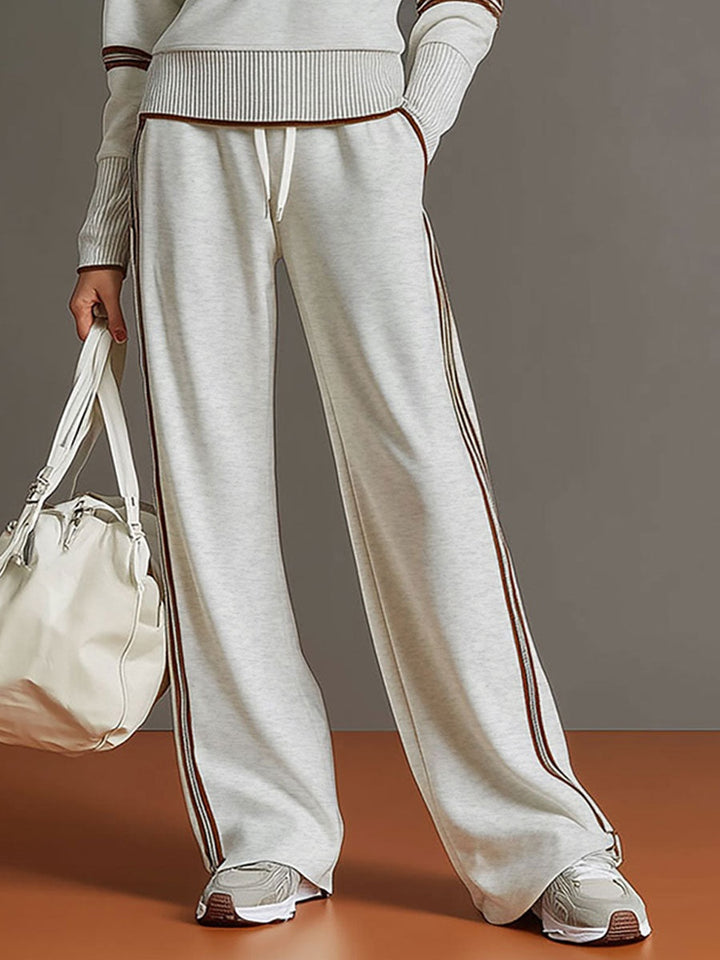 Floor | Joggingbroek Dames Wide Leg met Rits en Contrastbies