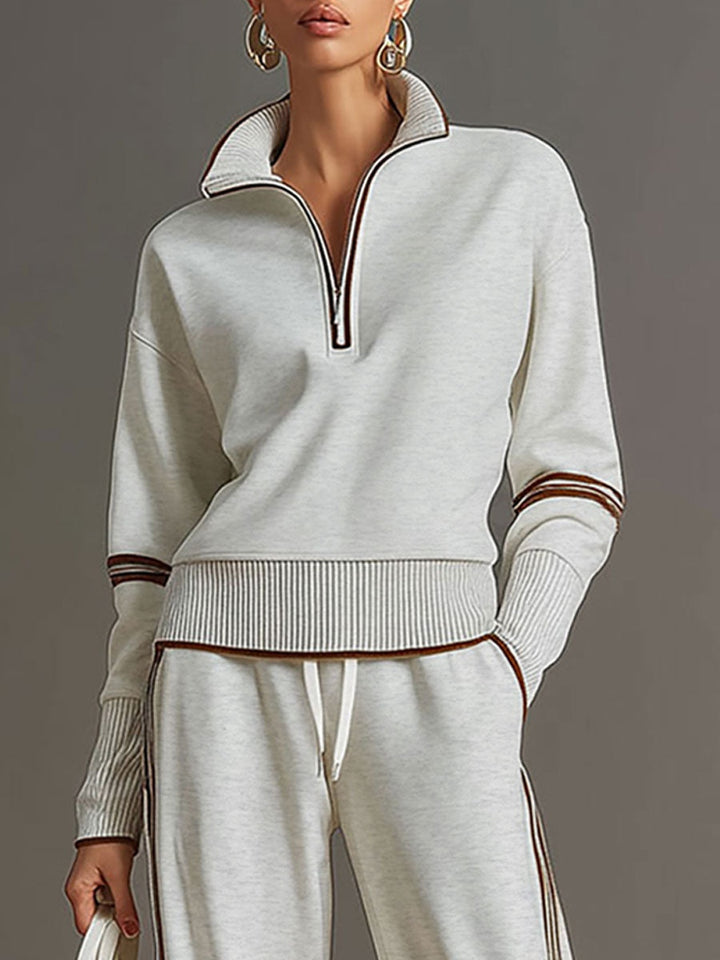 Floor | Joggingbroek Dames Wide Leg met Rits en Contrastbies