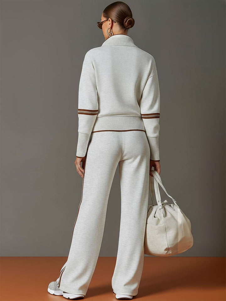 Floor | Joggingbroek Dames Wide Leg met Rits en Contrastbies