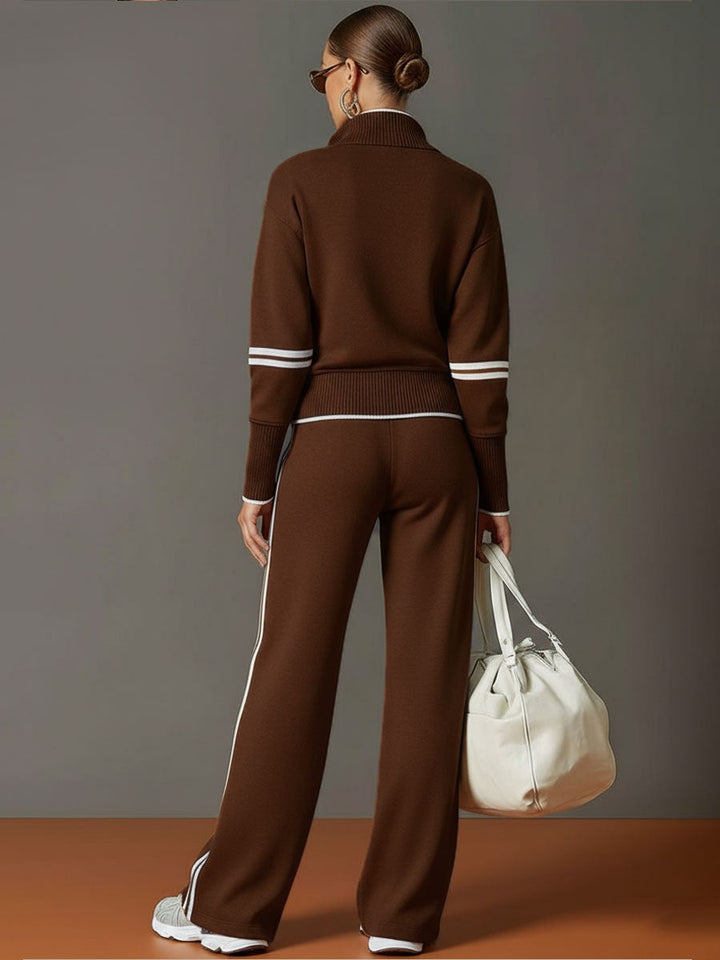Floor | Joggingbroek Dames Wide Leg met Rits en Contrastbies