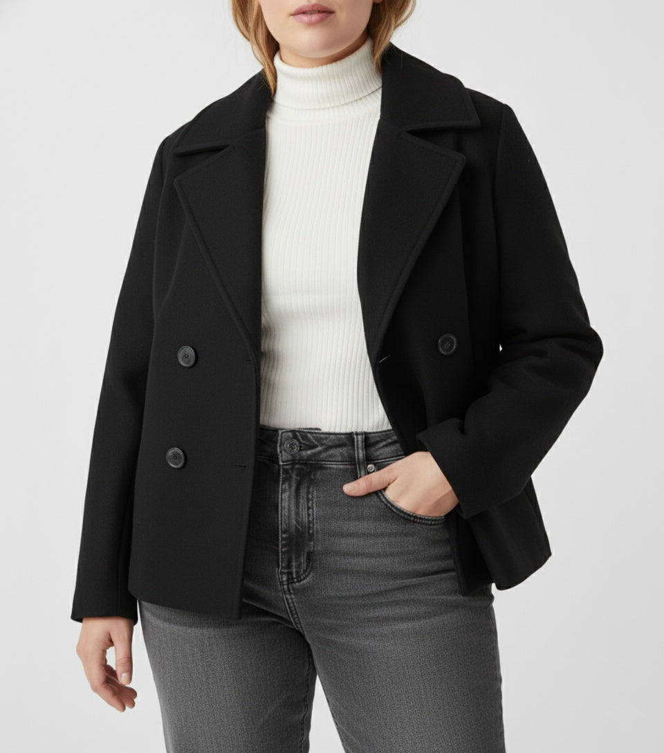 Florence | Women's Cropped Wool-Look Peacoat Double-Breasted