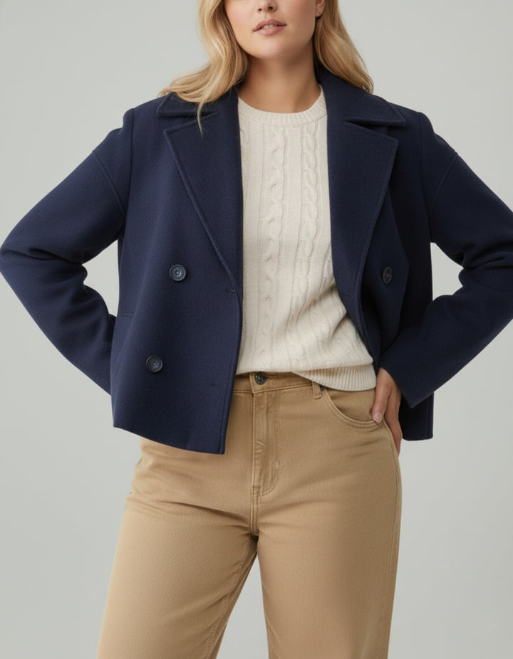 Florence | Women's Cropped Wool-Look Peacoat Double-Breasted