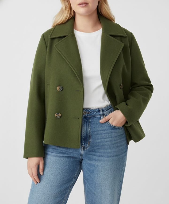 Florence | Women's Cropped Wool-Look Peacoat Double-Breasted