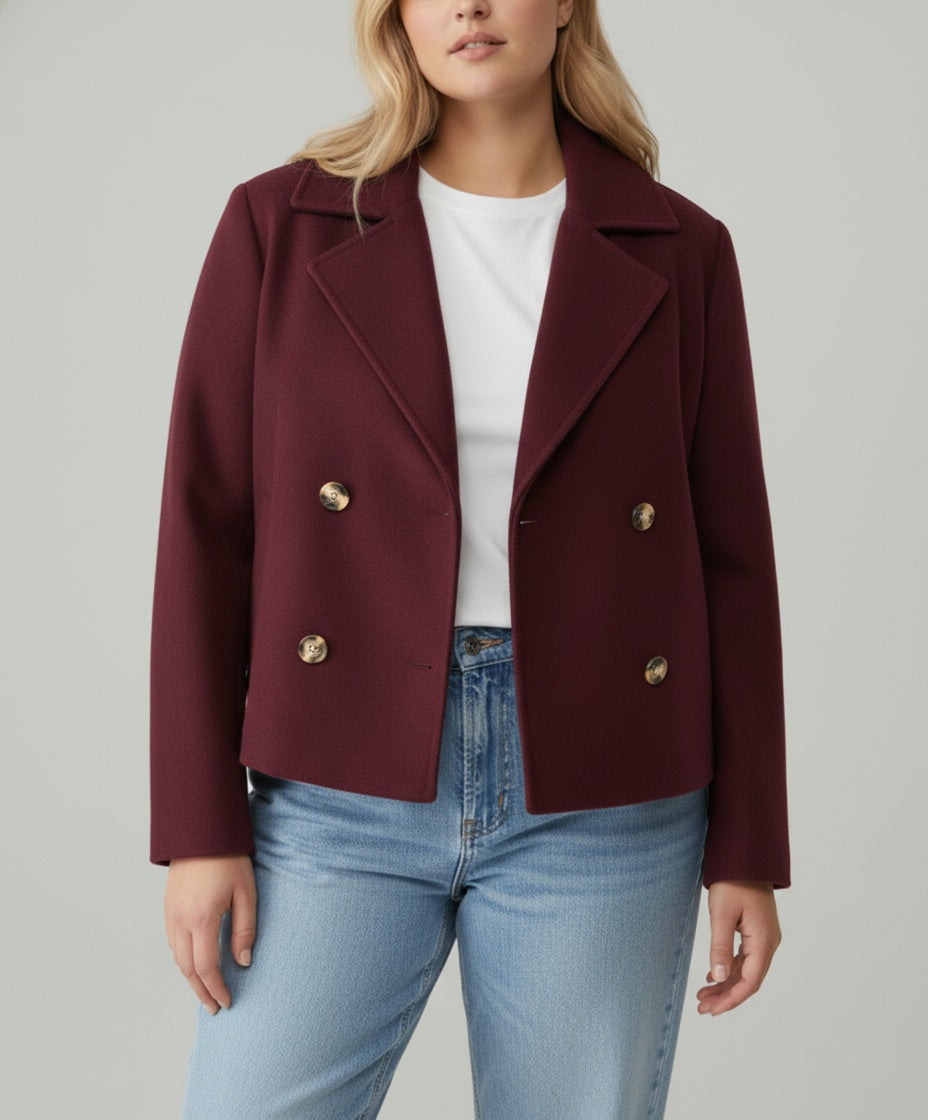 Florence | Women's Cropped Wool-Look Peacoat Double-Breasted