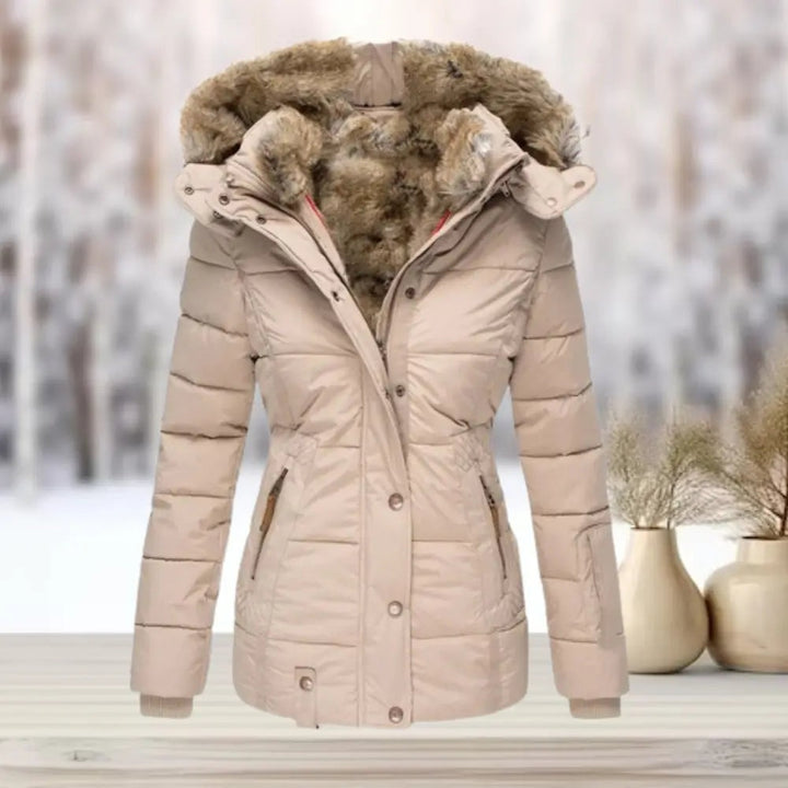 Florence | Women's Fitted Down Puffer Jacket with Faux Fur Hood