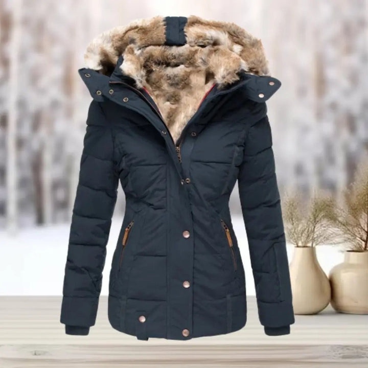 Florence | Women's Fitted Down Puffer Jacket with Faux Fur Hood
