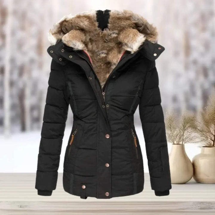 Florence | Women's Fitted Down Puffer Jacket with Faux Fur Hood