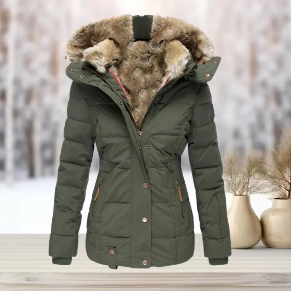 Florence | Women's Fitted Down Puffer Jacket with Faux Fur Hood