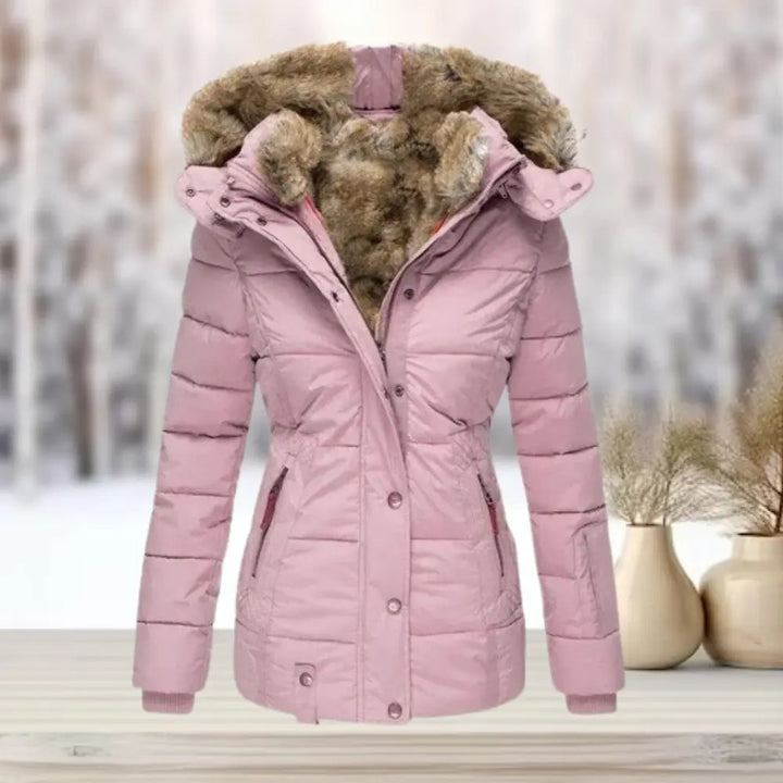 Florence | Women's Fitted Down Puffer Jacket with Faux Fur Hood