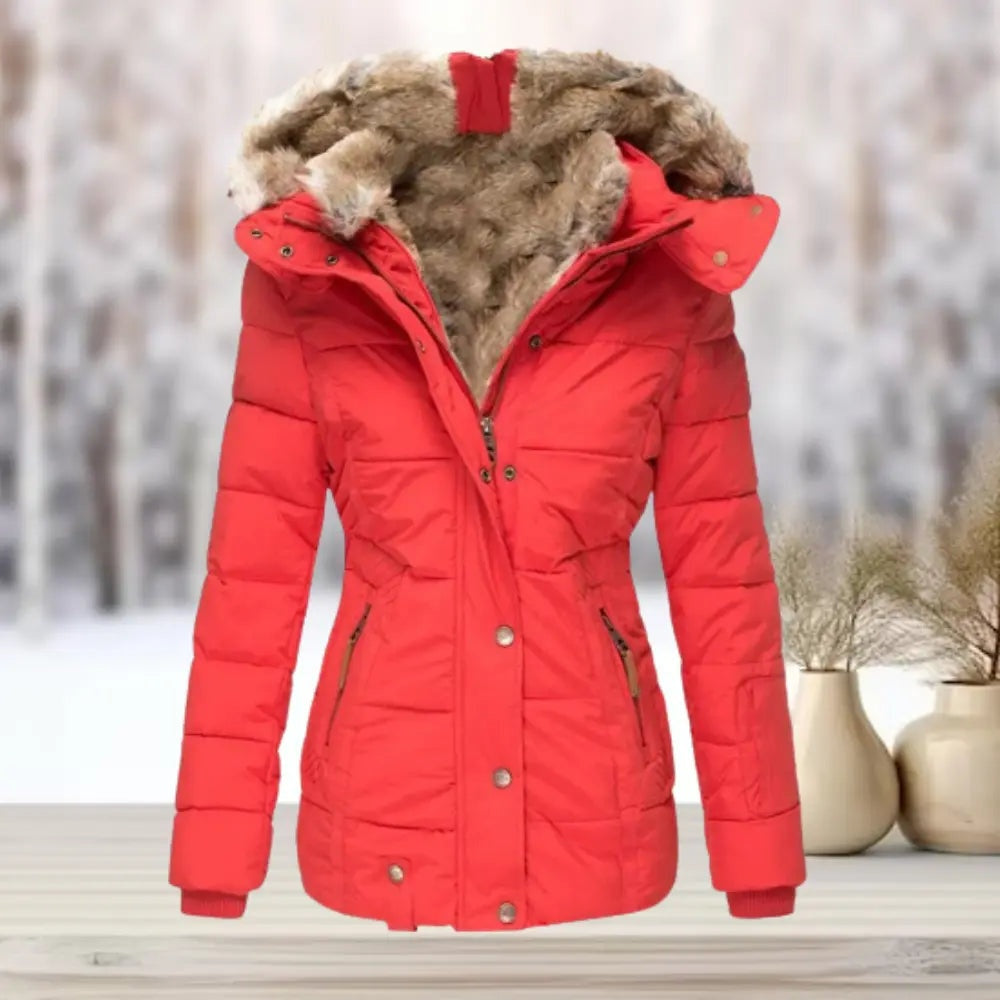 Florence | Women's Fitted Down Puffer Jacket with Faux Fur Hood