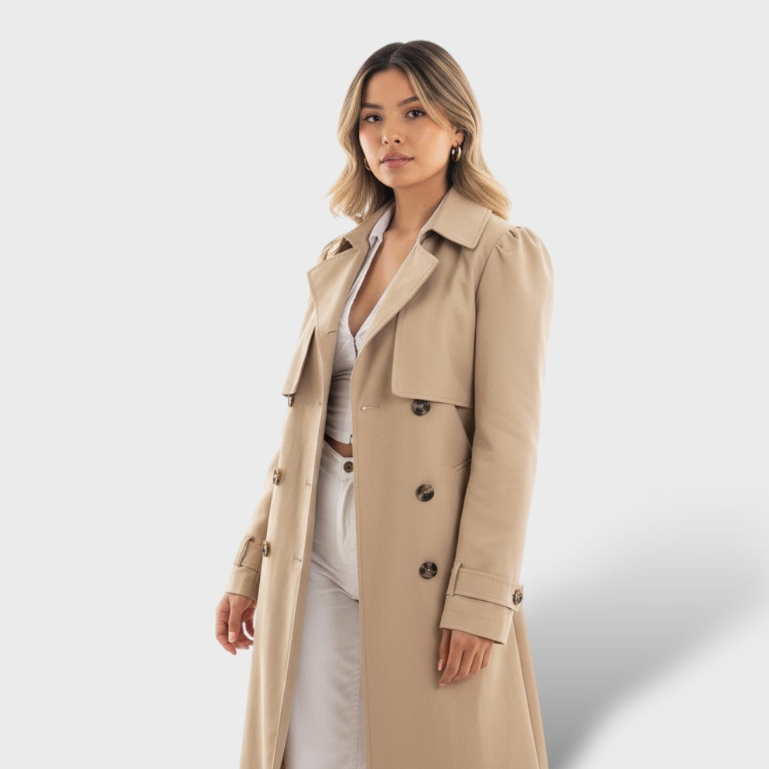 Florence | Women's Long Trench Coat Double-Breasted with Belt