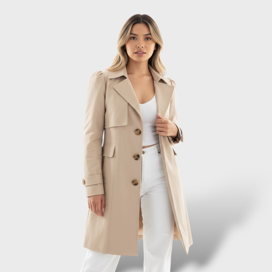 Florence | Women's Long Trench Coat Double-Breasted with Belt