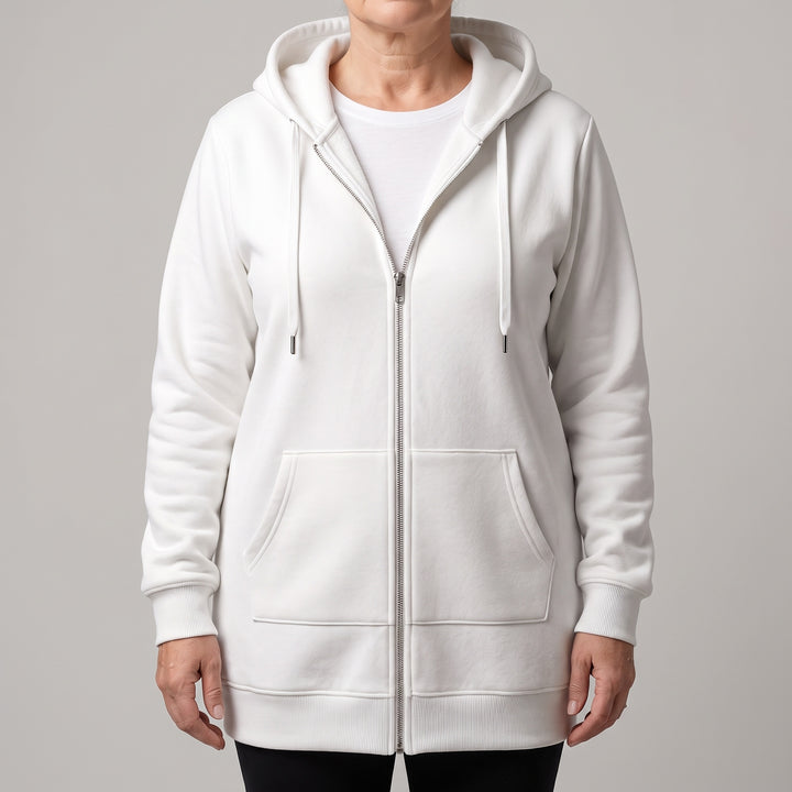 Genevieve | Women's Long Zip Up Hoodie with Fleece Lining