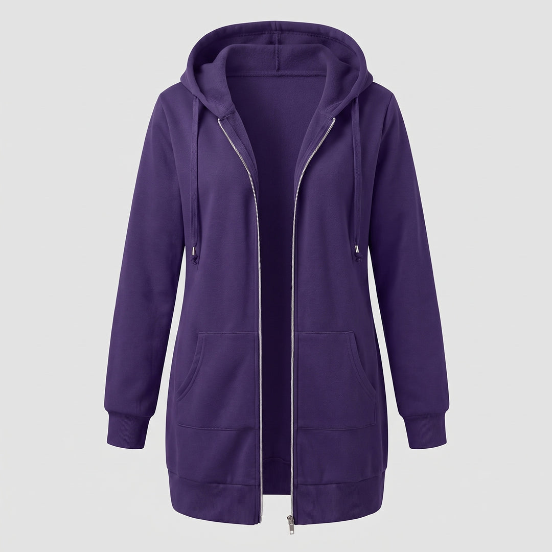 Genevieve | Women's Long Zip Up Hoodie with Fleece Lining