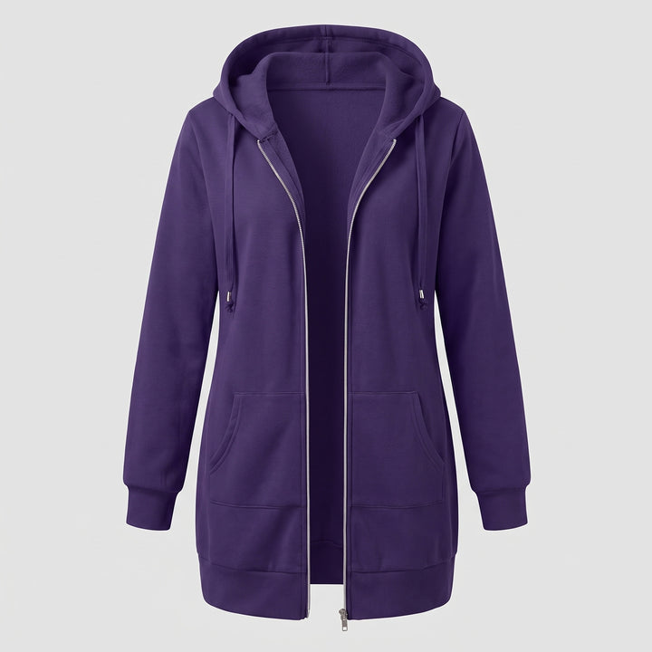 Genevieve | Women's Long Zip Up Hoodie with Fleece Lining