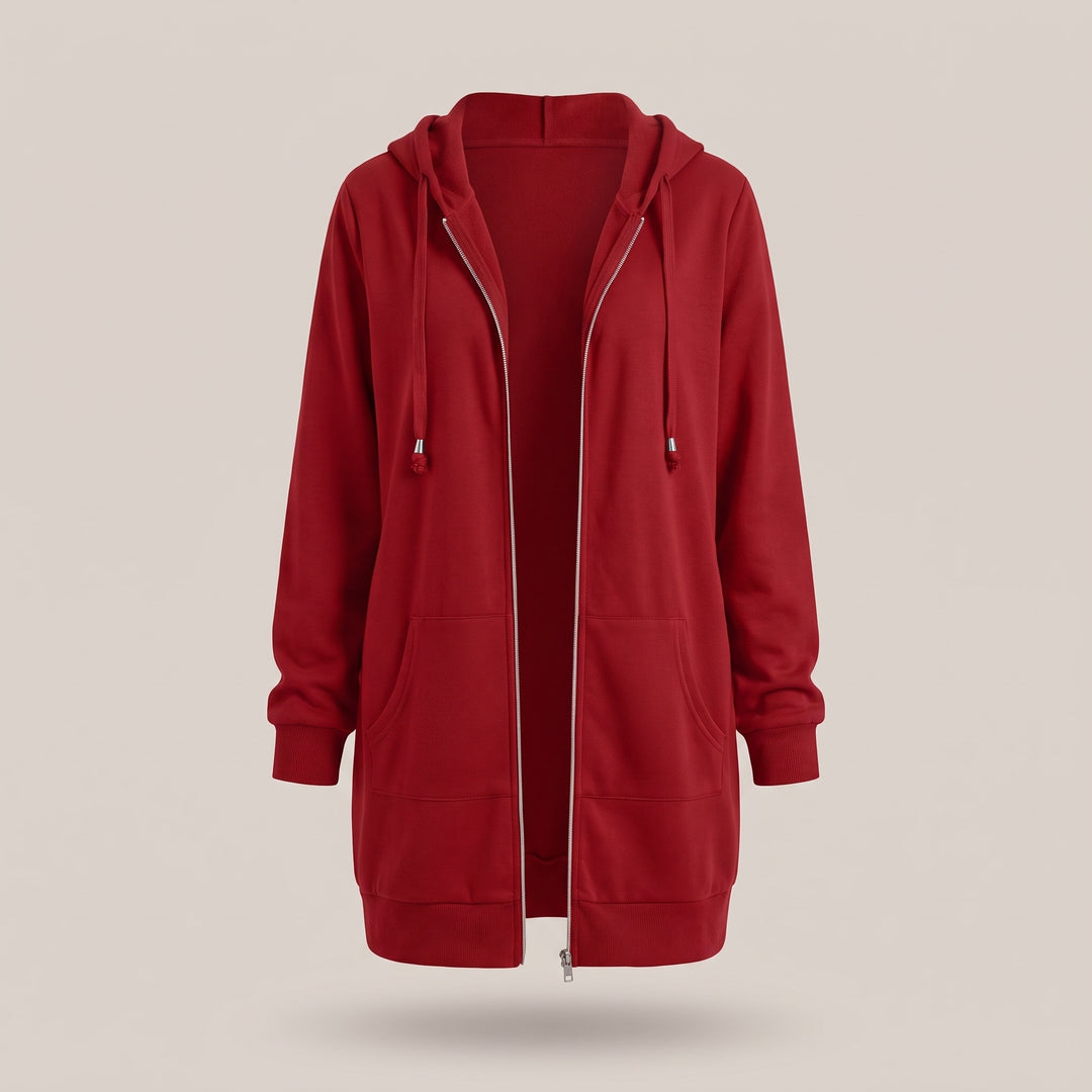 Genevieve | Women's Long Zip Up Hoodie with Fleece Lining
