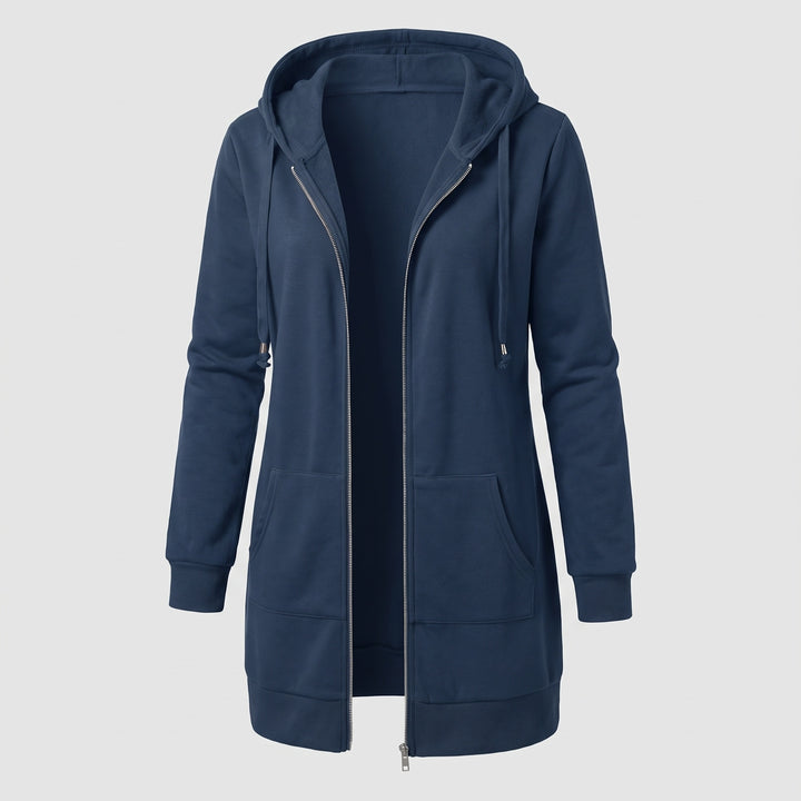 Genevieve | Women's Long Zip Up Hoodie with Fleece Lining
