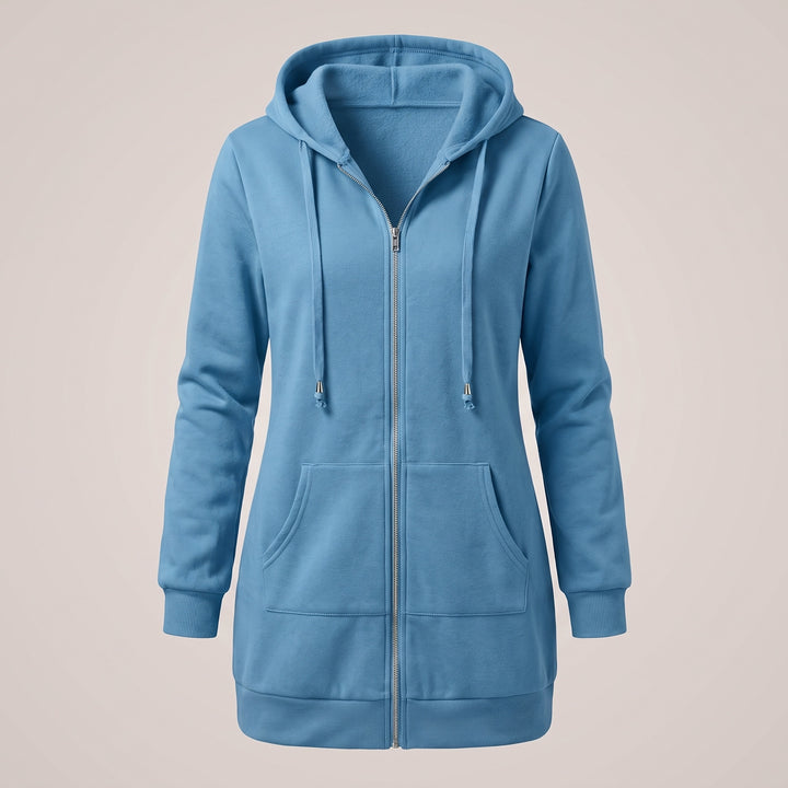 Genevieve | Women's Long Zip Up Hoodie with Fleece Lining