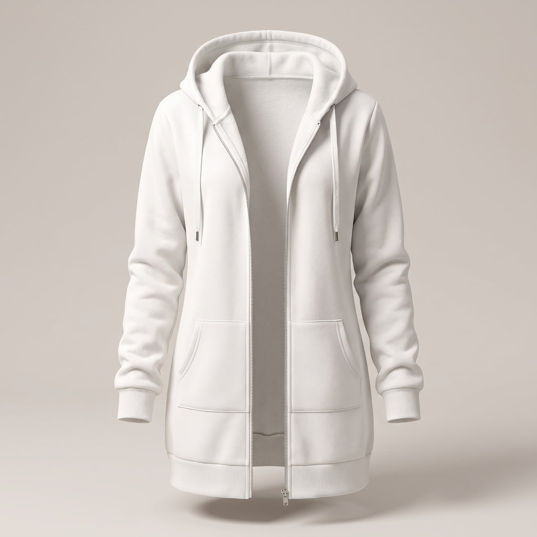 Genevieve | Women's Long Zip Up Hoodie with Fleece Lining