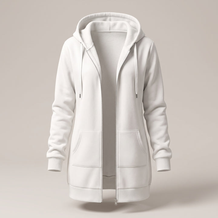 Genevieve | Women's Long Zip Up Hoodie with Fleece Lining