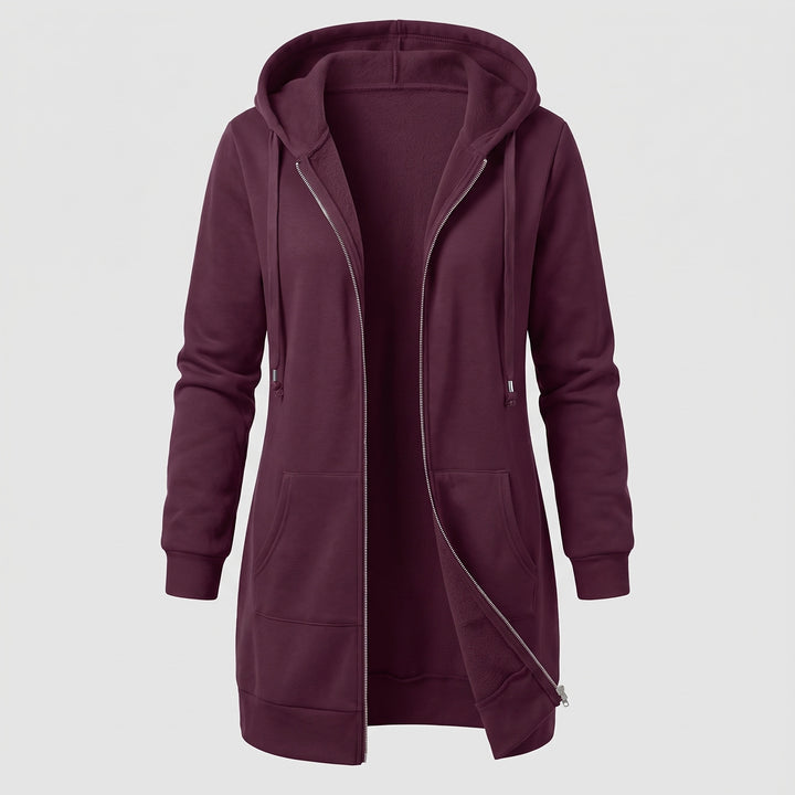 Genevieve | Women's Long Zip Up Hoodie with Fleece Lining