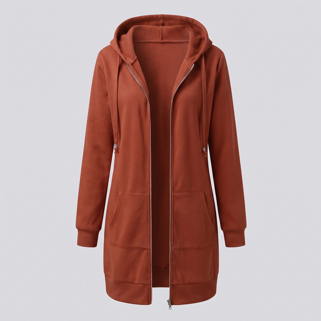Genevieve | Women's Long Zip Up Hoodie with Fleece Lining