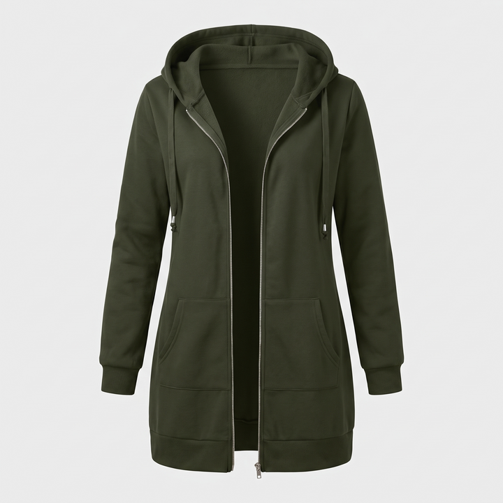 Genevieve | Women's Long Zip Up Hoodie with Fleece Lining