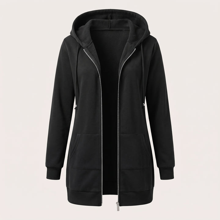 Genevieve | Women's Long Zip Up Hoodie with Fleece Lining