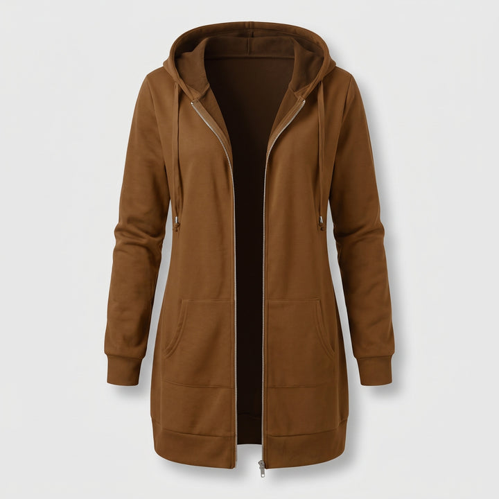 Genevieve | Women's Long Zip Up Hoodie with Fleece Lining