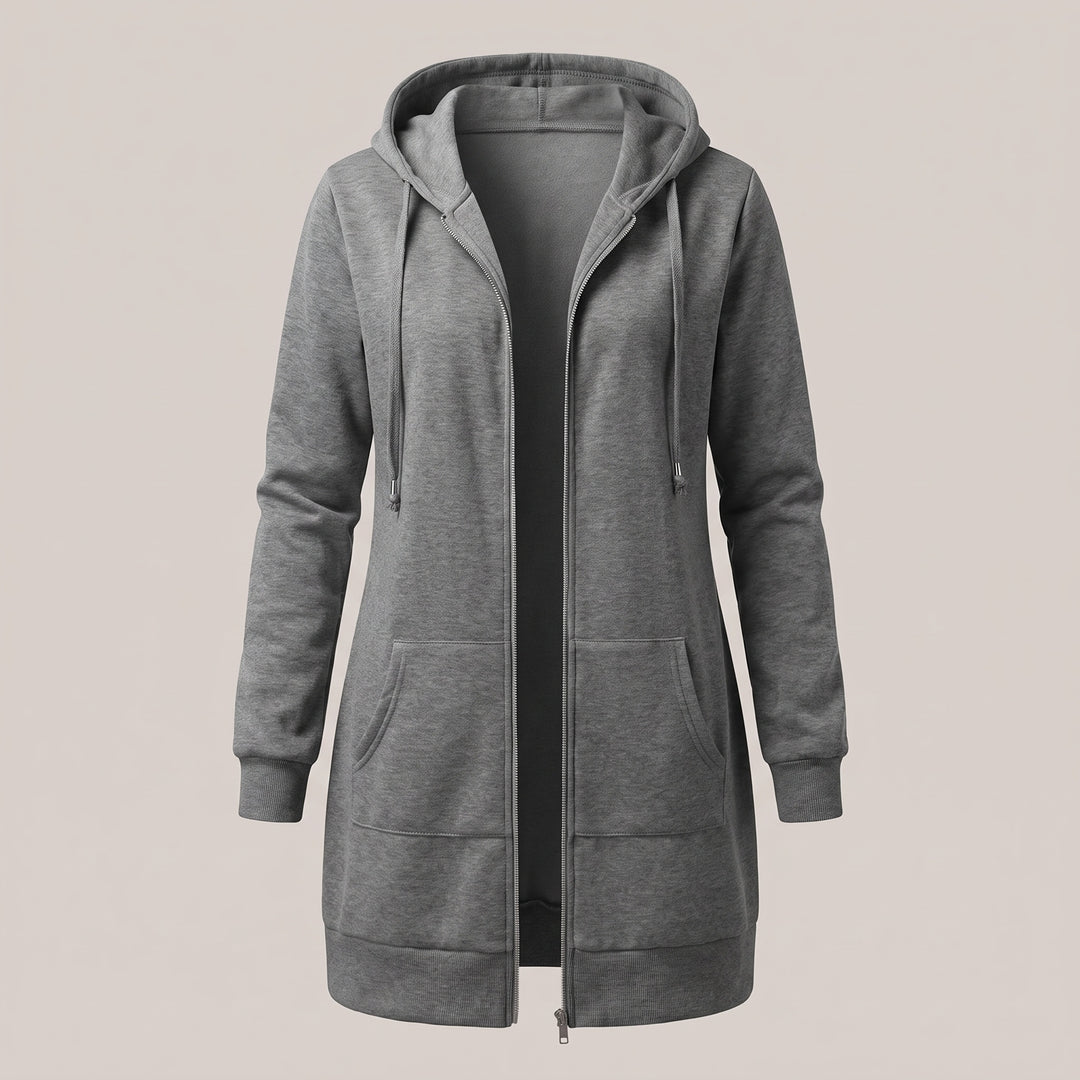 Genevieve | Women's Long Zip Up Hoodie with Fleece Lining