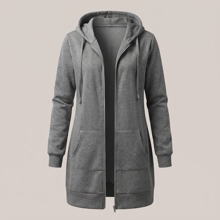 Genevieve | Women's Long Zip Up Hoodie with Fleece Lining