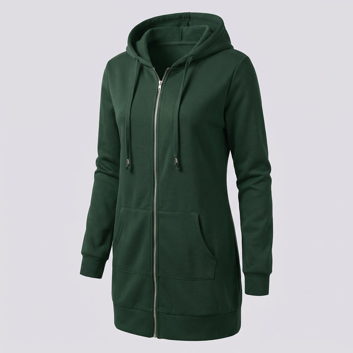 Genevieve | Women's Long Zip Up Hoodie with Fleece Lining