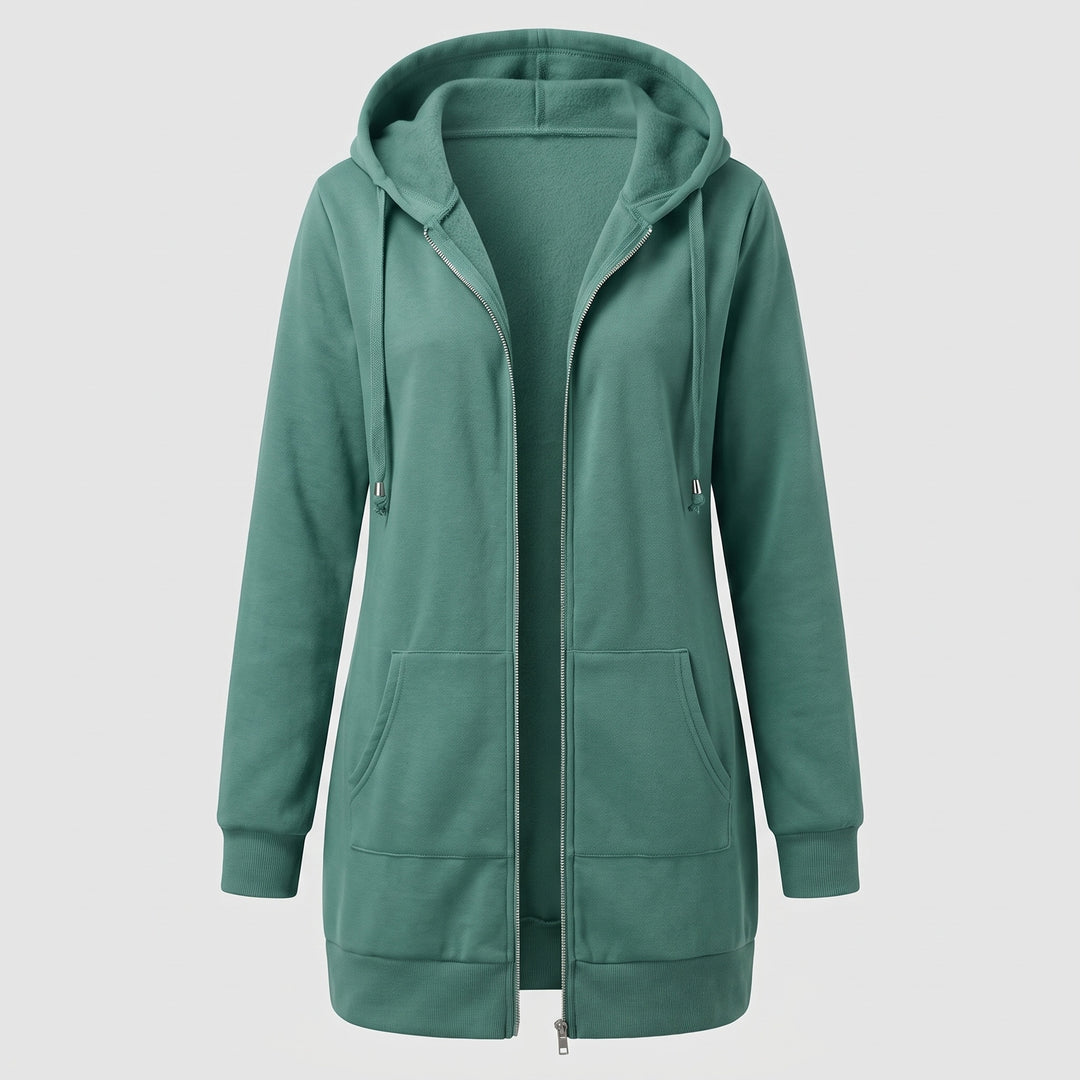 Genevieve | Women's Long Zip Up Hoodie with Fleece Lining