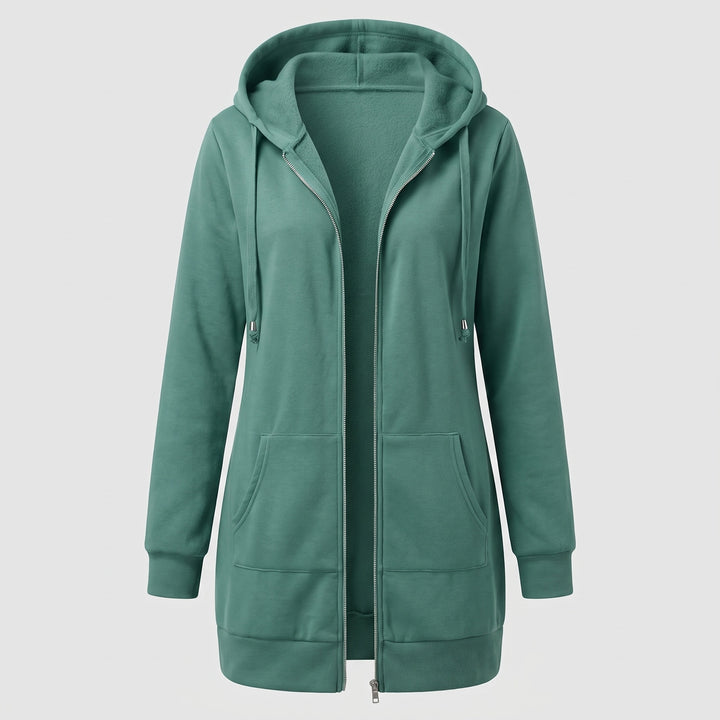 Genevieve | Women's Long Zip Up Hoodie with Fleece Lining