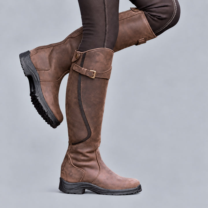 Gwendolyn | Women's Knee High Riding Boots with Buckle Strap