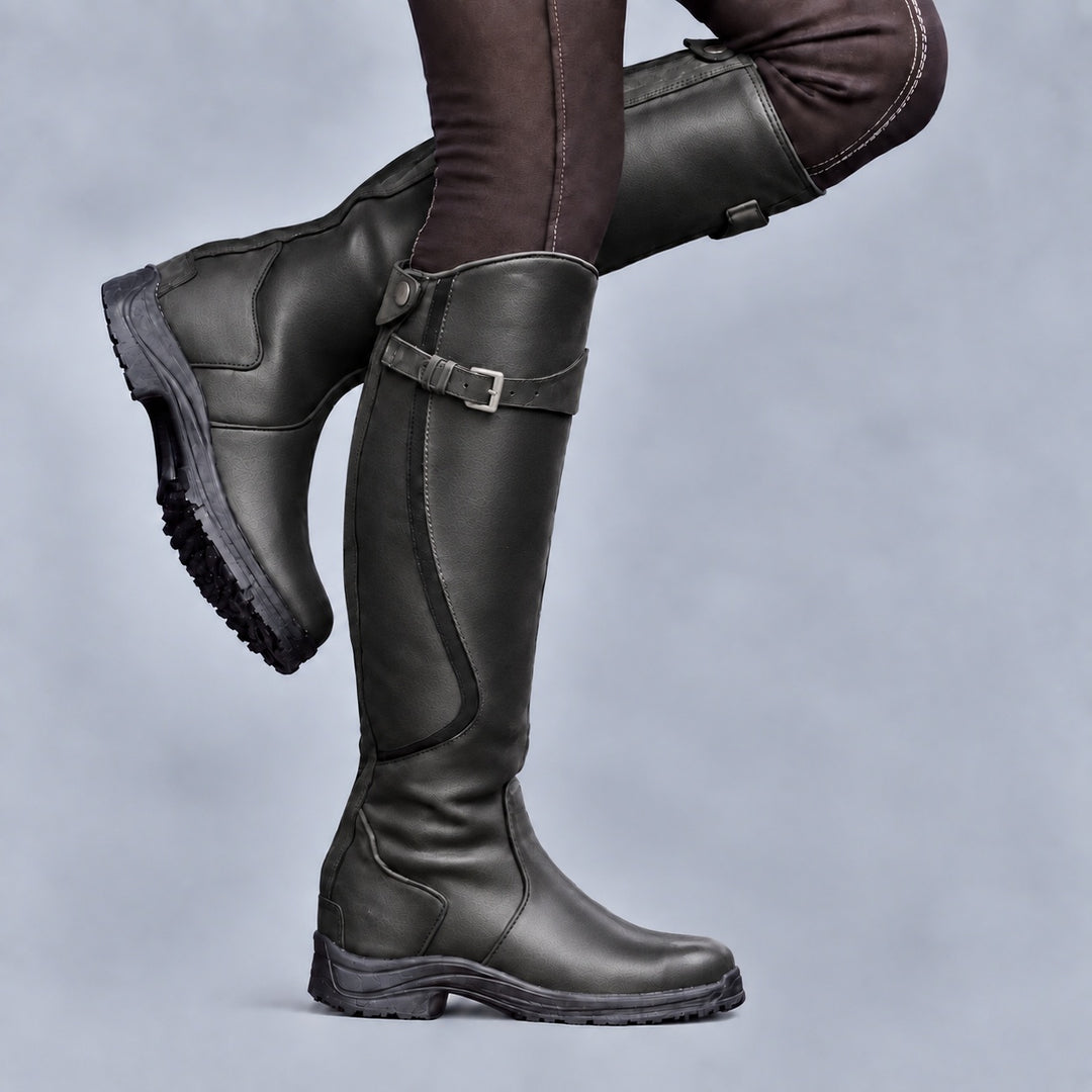 Gwendolyn | Women's Knee High Riding Boots with Buckle Strap