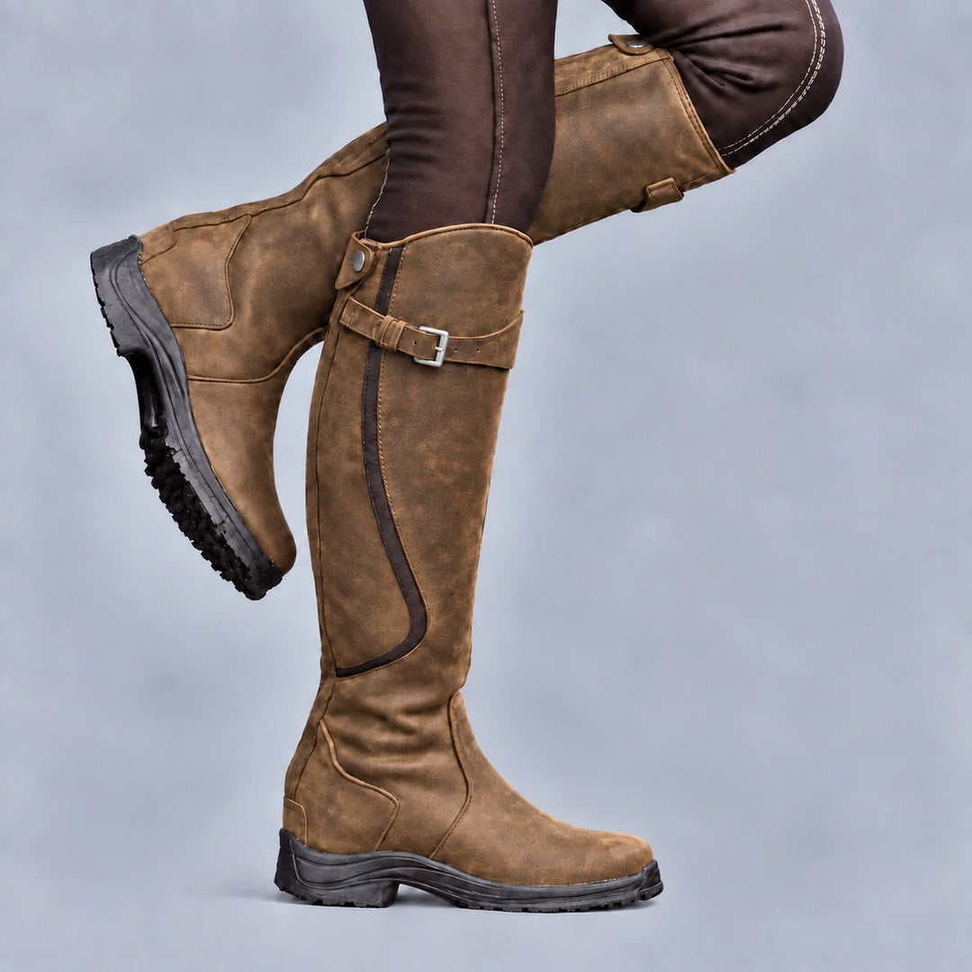 Gwendolyn | Women's Knee High Riding Boots with Buckle Strap